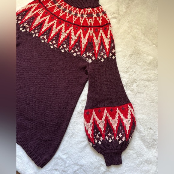 Free People Purple and Red Nordic Isle Knit Long Sleeve Sweater Mini Dre… - Picture 3 of 3